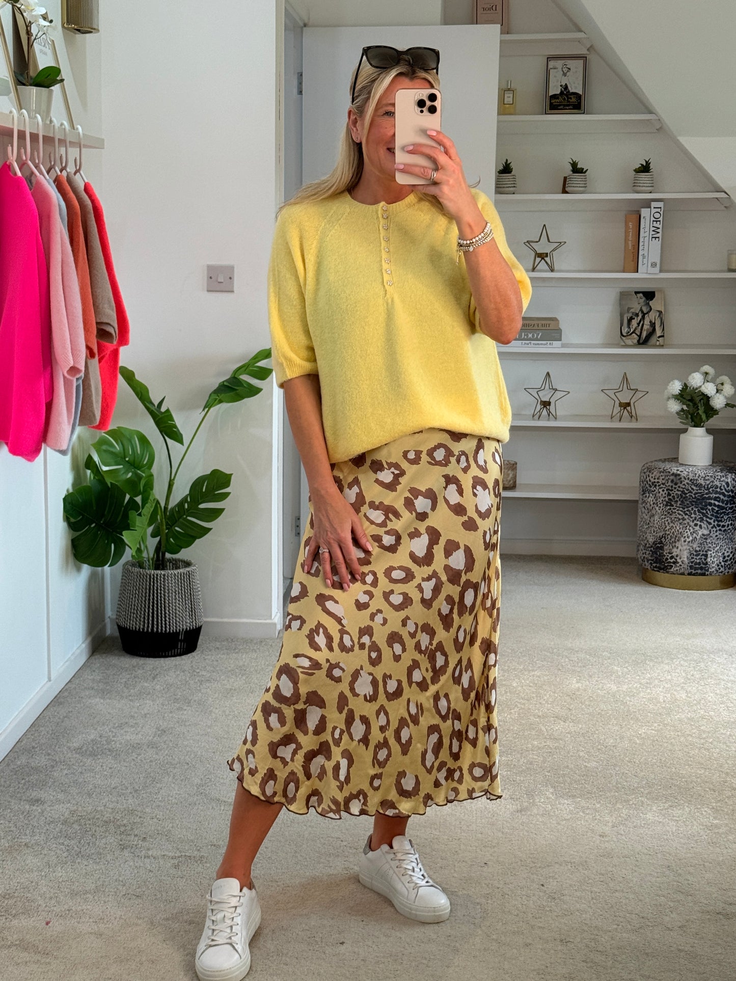 French Blue Alpaca Mix Diamanté Button Jumper