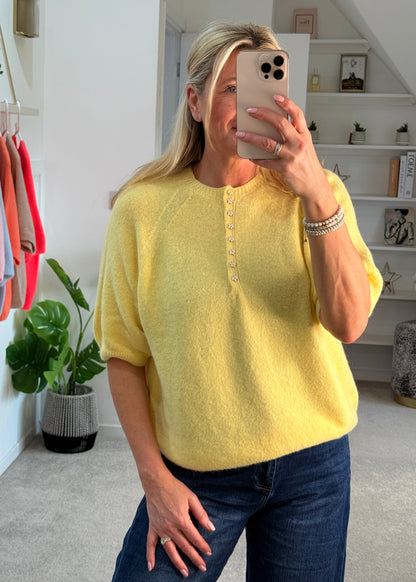 French Blue Alpaca Mix Diamanté Button Jumper