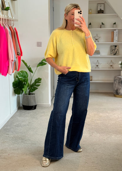 French Blue Alpaca Mix Diamanté Button Jumper