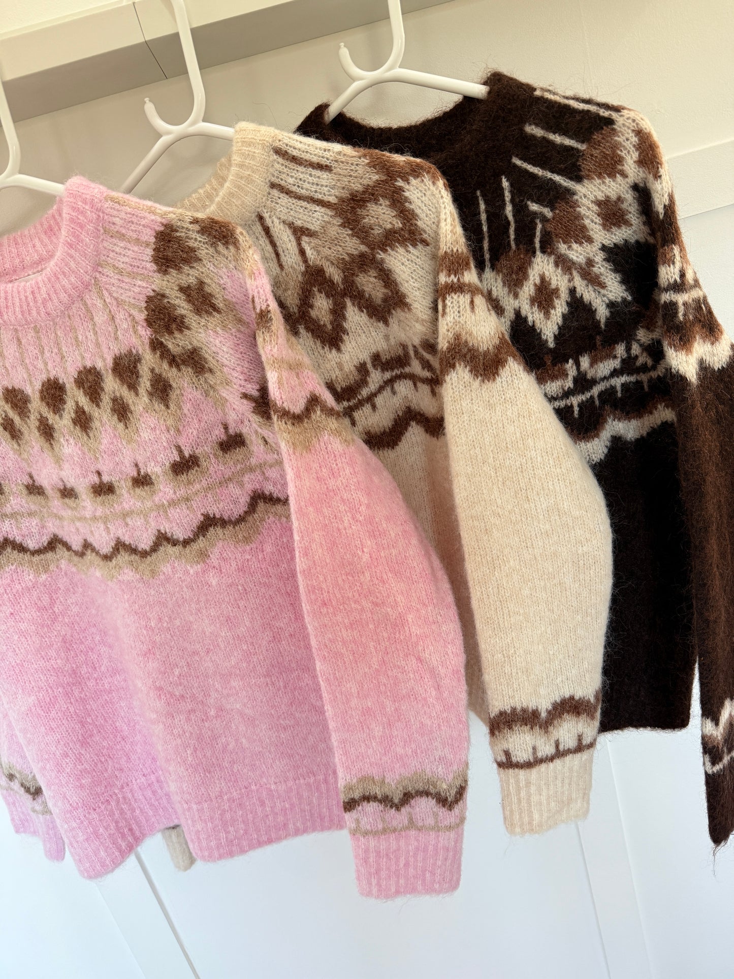 Beige/Chocolate Fair Isle Jumper