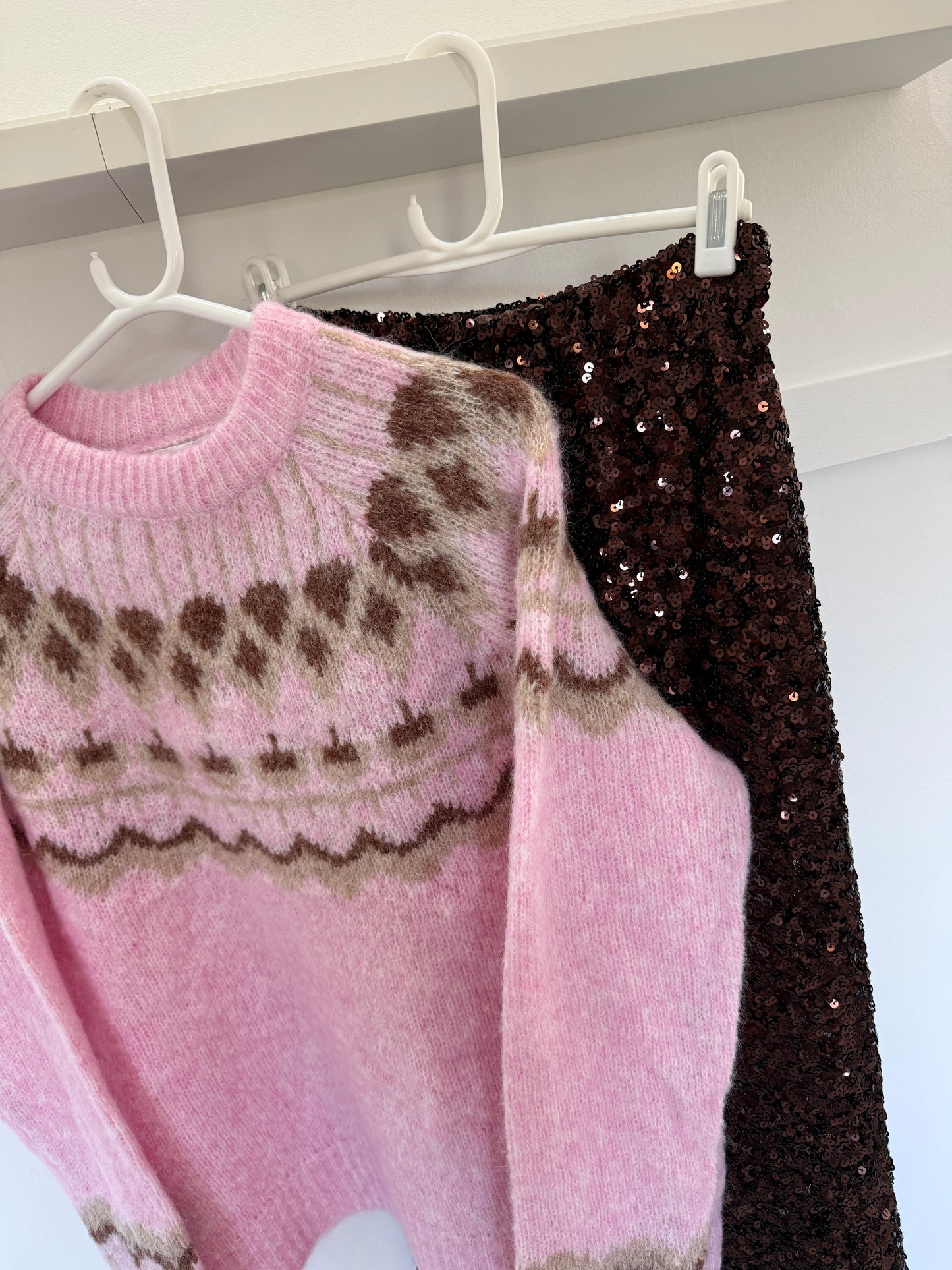 Beige/Chocolate Fair Isle Jumper
