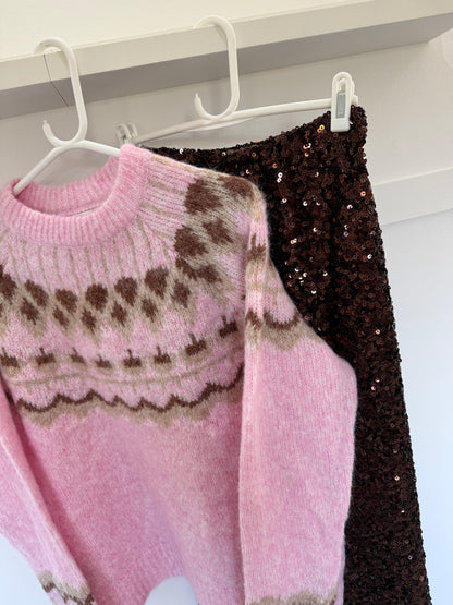 Beige/Chocolate Fair Isle Jumper