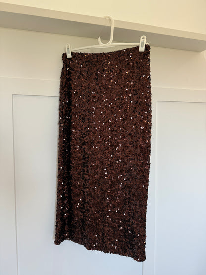 Chocloate Luxe Sequin Pencil Skirt