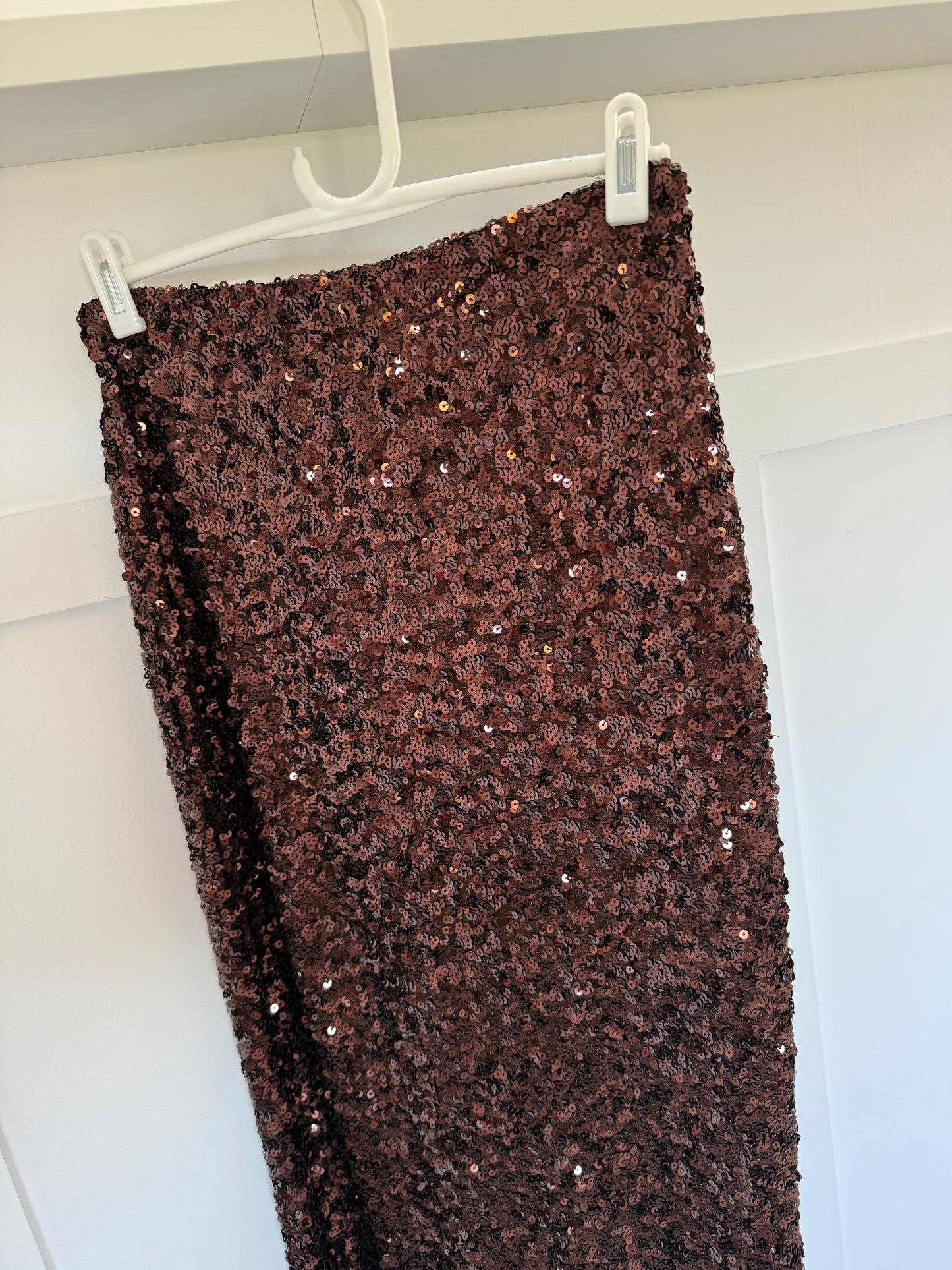 Chocloate Luxe Sequin Pencil Skirt