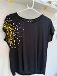 Rava Black/Gold Foil Shoulder T Shirt