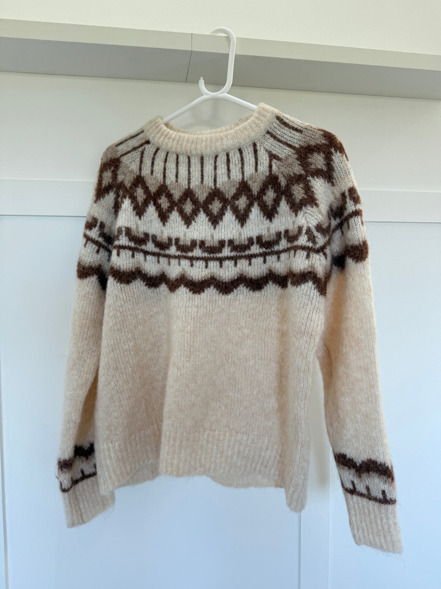 Beige/Chocolate Fair Isle Jumper