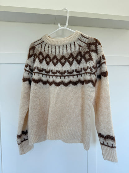 Beige/Chocolate Fair Isle Jumper