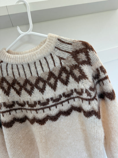 Beige/Chocolate Fair Isle Jumper
