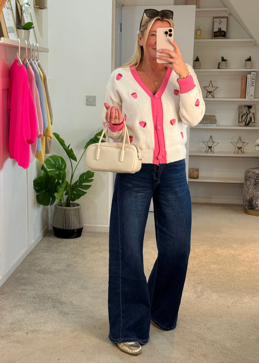 Dk Blue Denim Wide Panel Leg Jeans