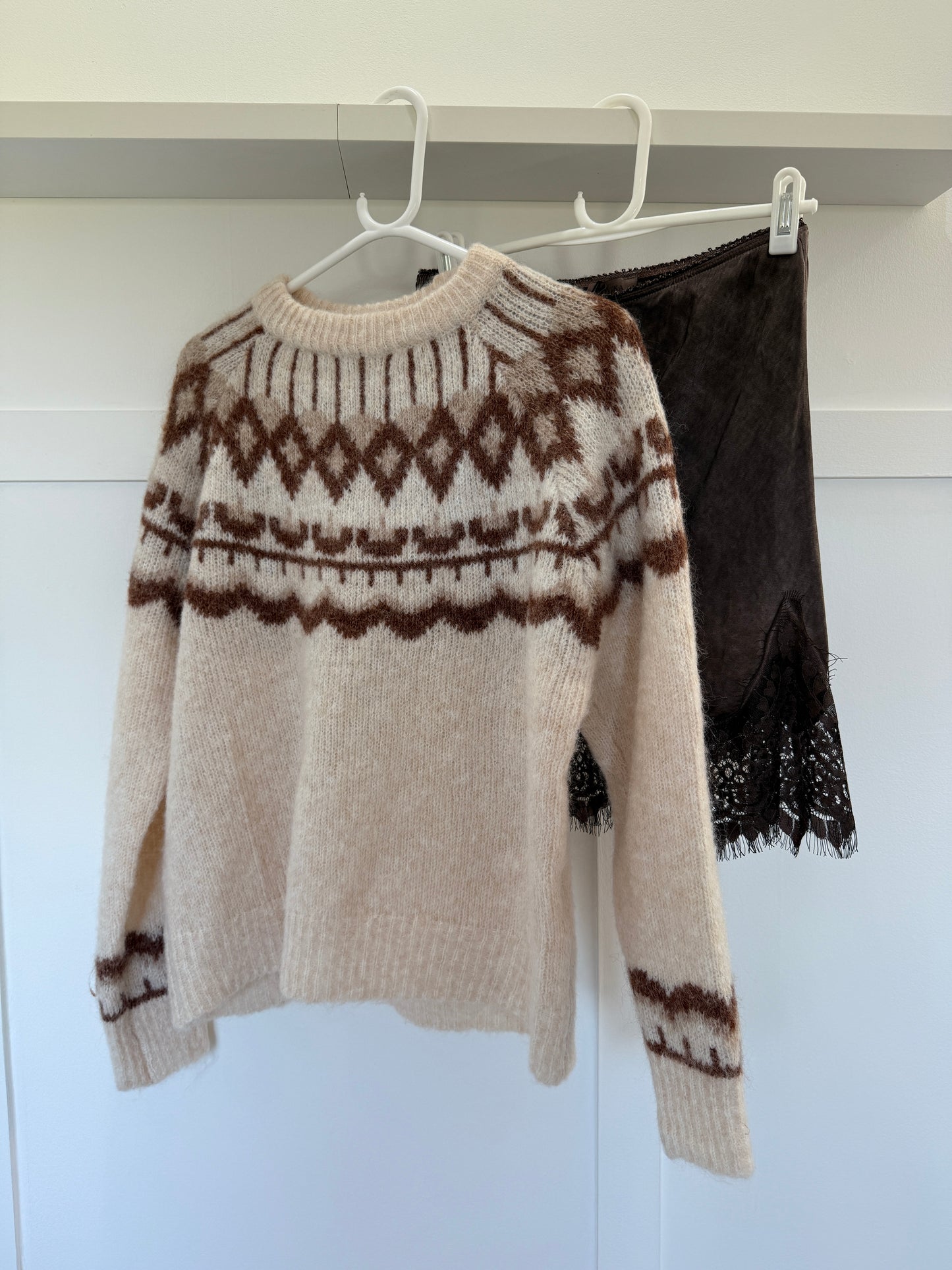 Chocolate Satin & Lace Mini Skirt