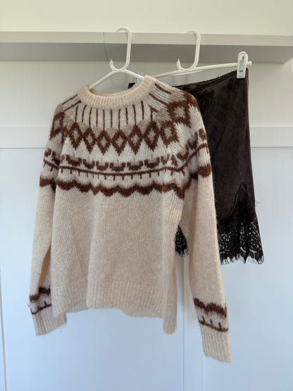 Chocolate Satin & Lace Mini Skirt