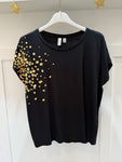 Rava Black/Gold Foil Shoulder T Shirt