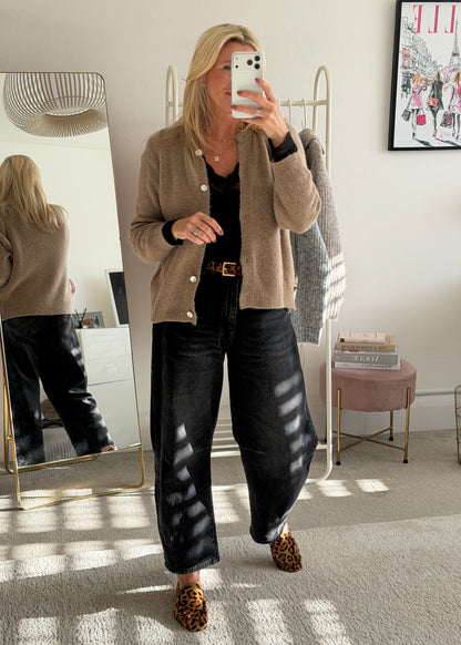 Mocha Alpaca Mix Button Cardigan