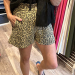 Leopard Print Denim H/W Shorts