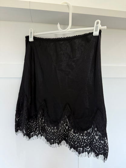 Chocolate Satin & Lace Mini Skirt
