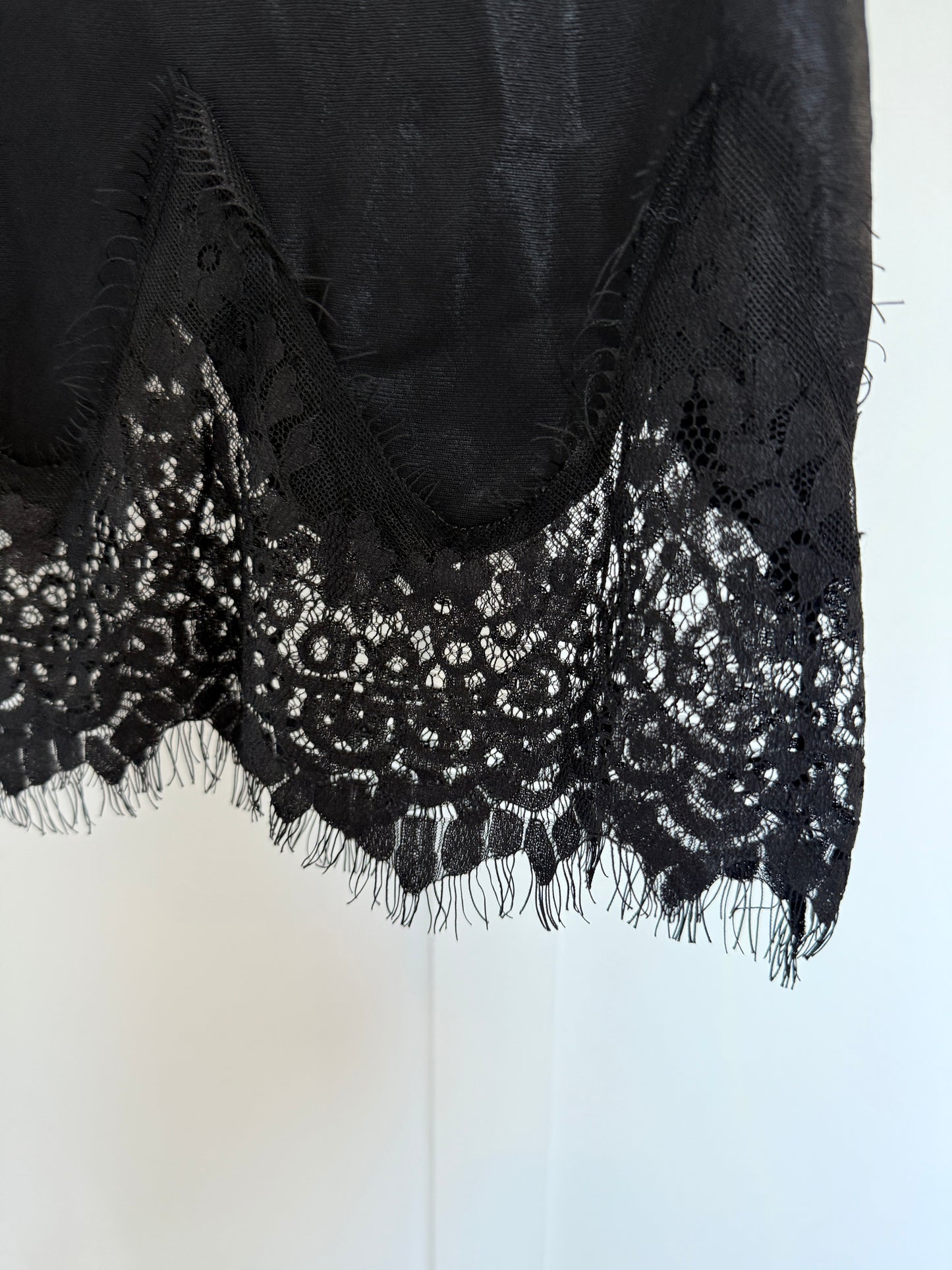 Chocolate Satin & Lace Mini Skirt