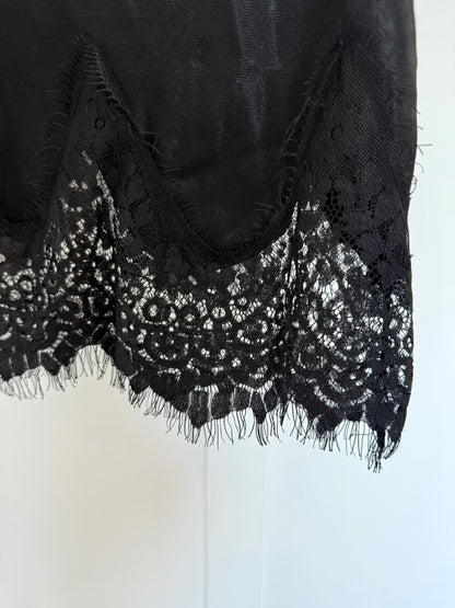 Chocolate Satin & Lace Mini Skirt