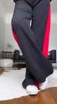 Black/Red Stripe Wide Leg Trousers