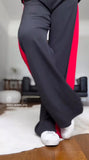 Black/Red Stripe Wide Leg Trousers