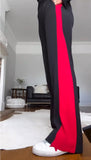 Black/Red Stripe Wide Leg Trousers