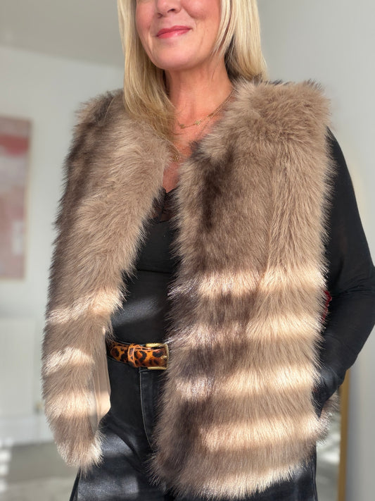 Taupe Faux Fur Gilet