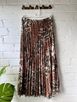 Animal Print Pleated Midi Skirt