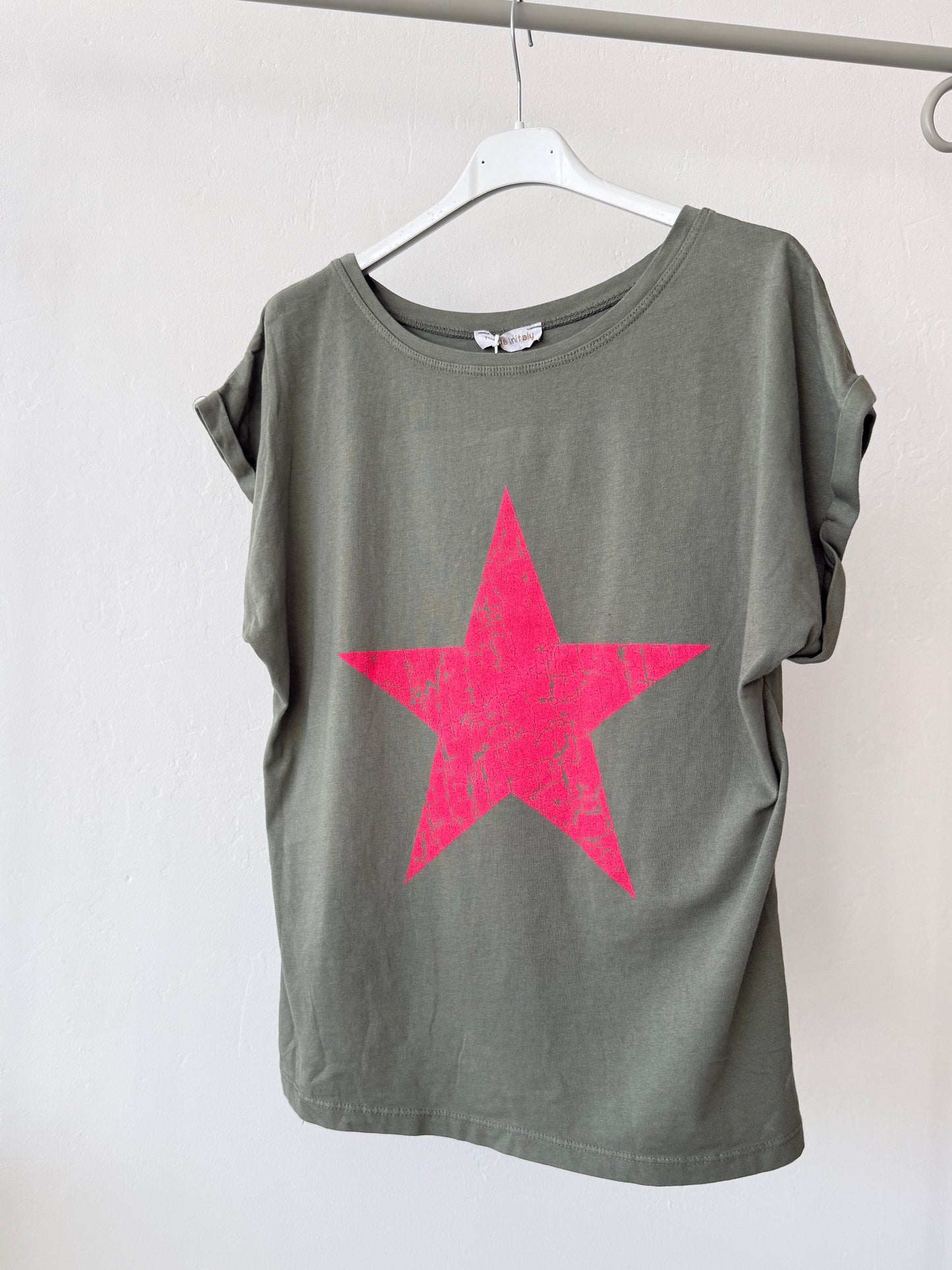 Khaki/Pink Star T Shirt