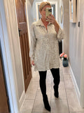 Champagne Gold Sequin Long Classic Shirt