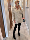 Champagne Gold Sequin Long Classic Shirt