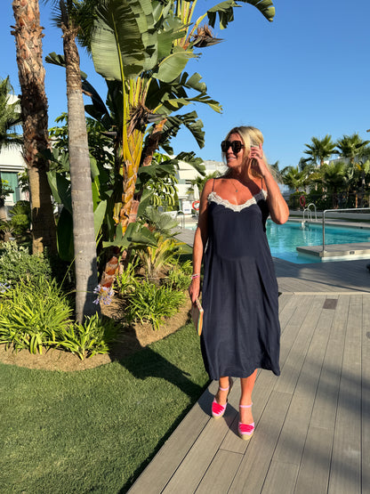Midnight Lace Drew Slip Dress