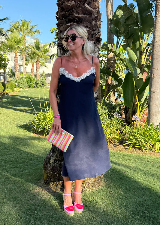 Midnight Lace Drew Slip Dress