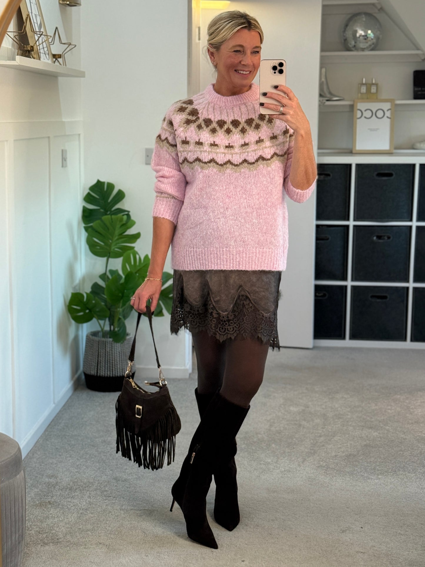 Chocolate Satin & Lace Mini Skirt