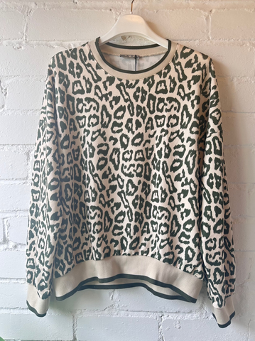 Khaki Leopard Print Sweatshirt/Top