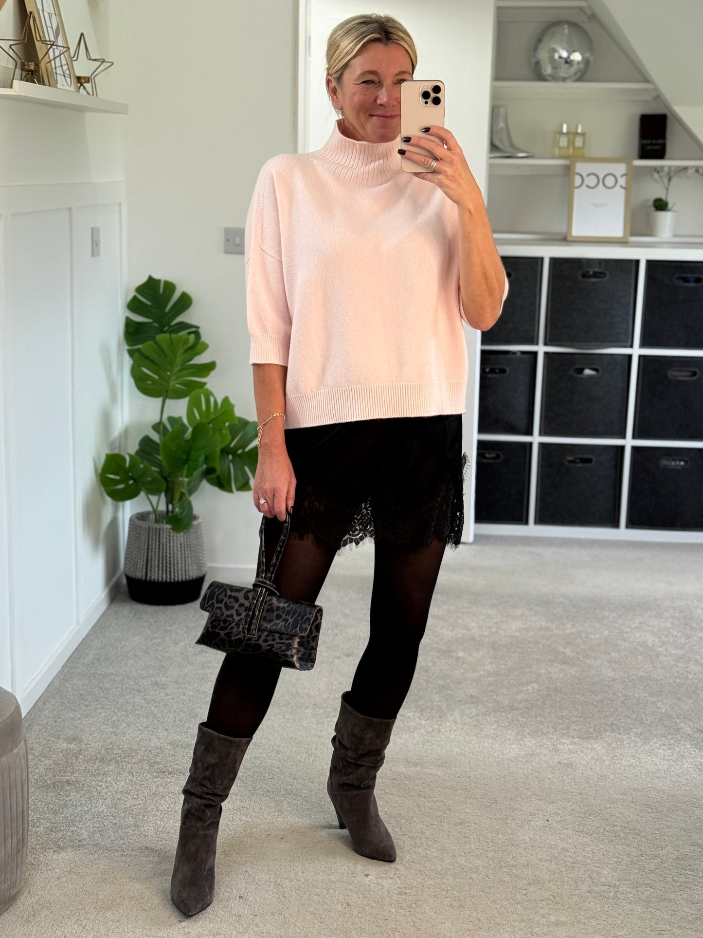 Black Satin & Lace Mini Skirt