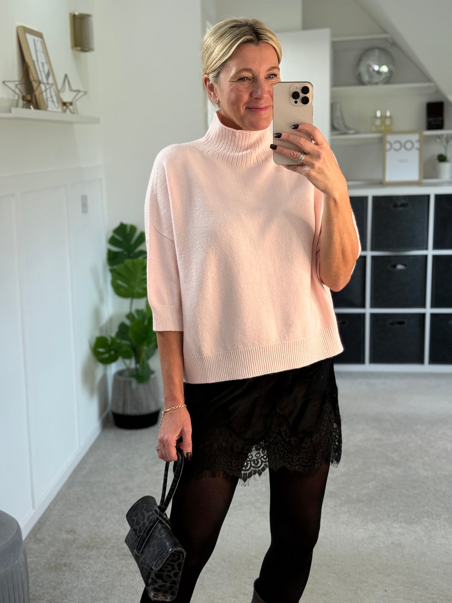 Black Satin & Lace Mini Skirt