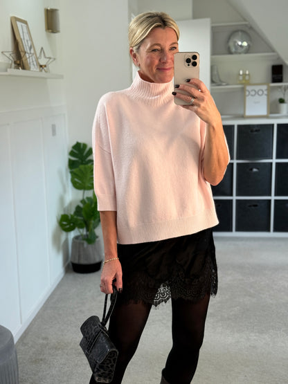 Black Satin & Lace Mini Skirt