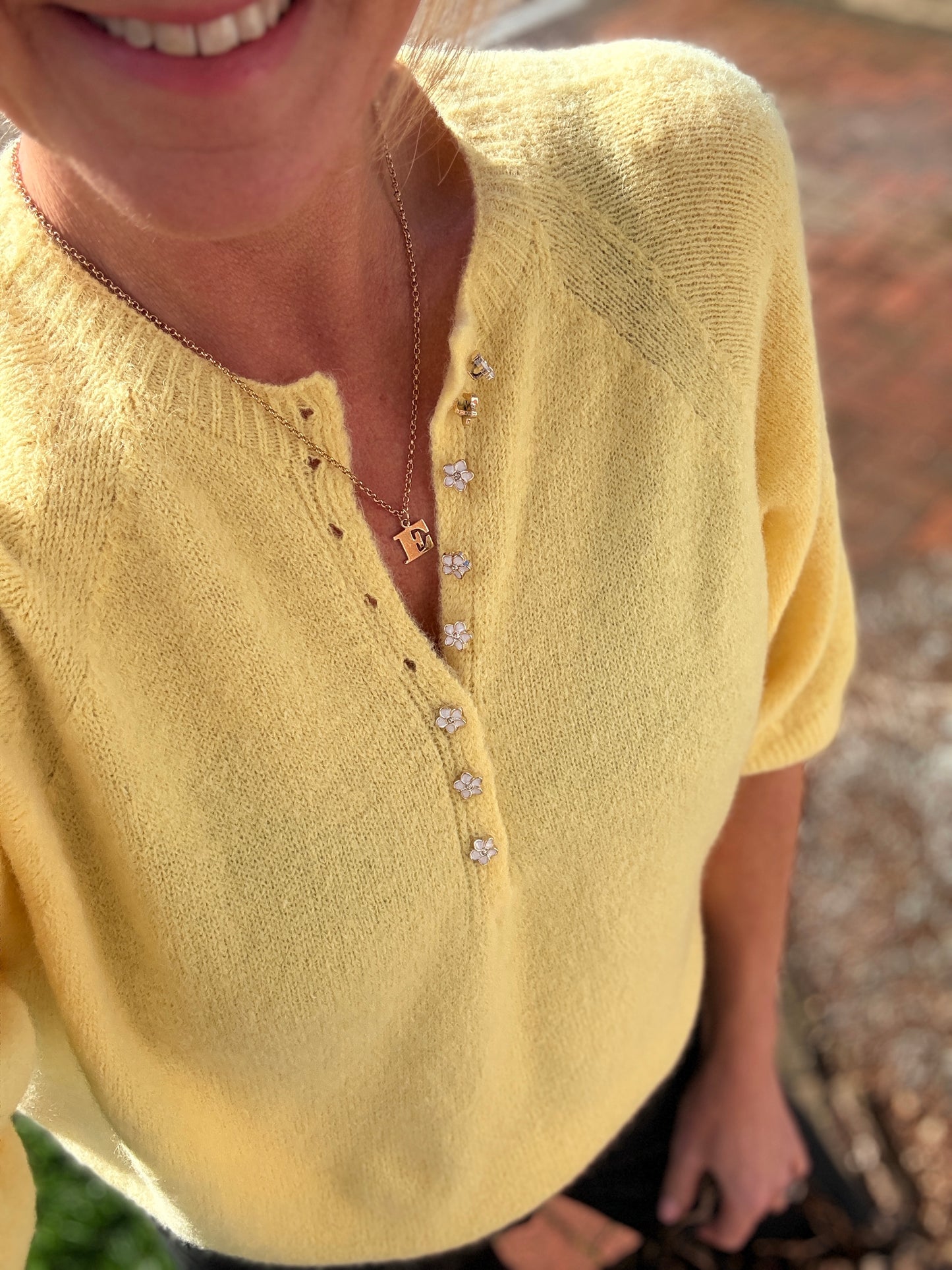 French Blue Alpaca Mix Diamanté Button Jumper