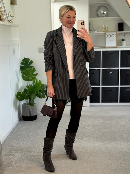 Pink Turtleneck 3/4 Sleeve Jumper