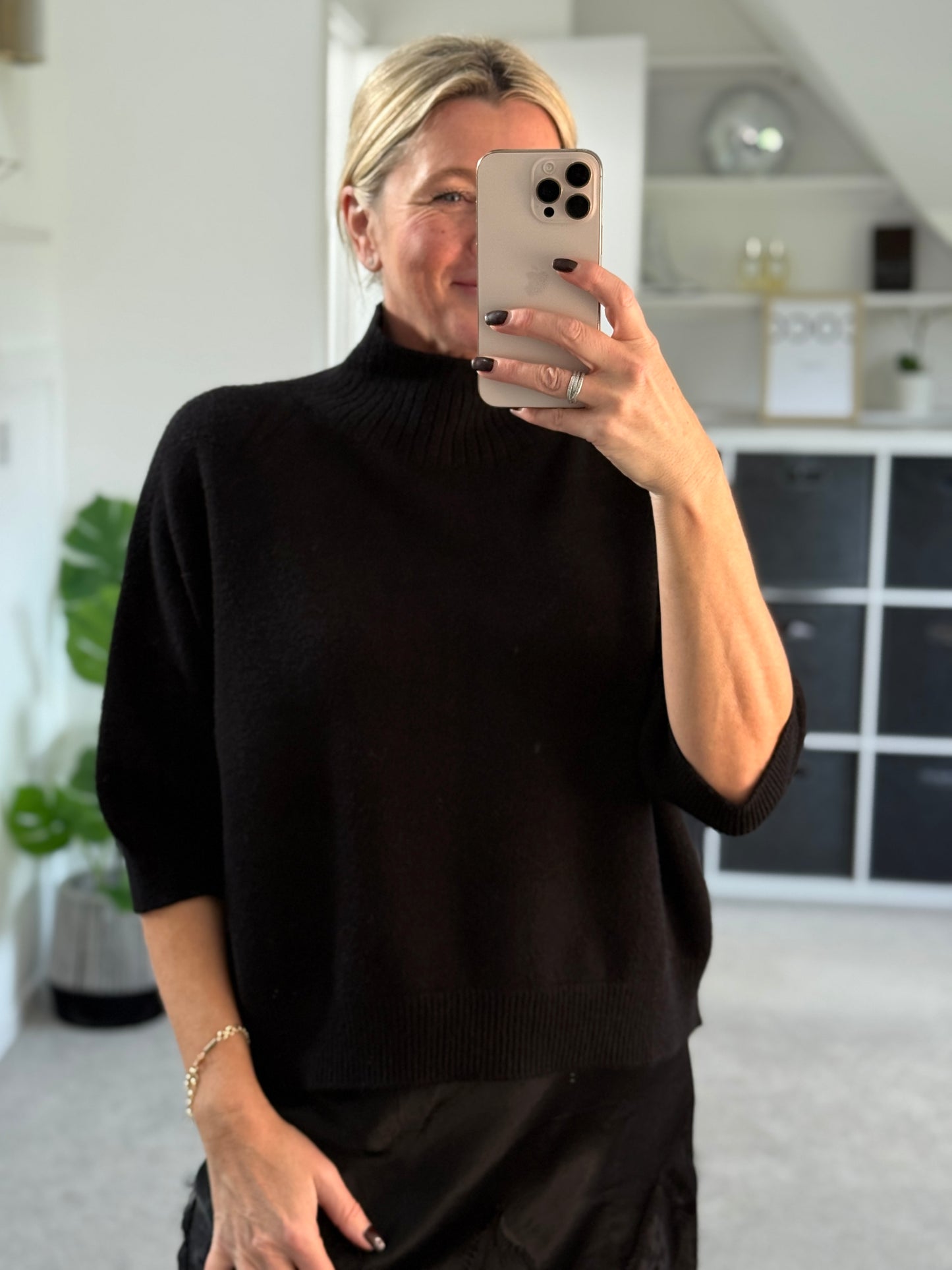 Black Turtleneck 3/4 Sleeve Jumper