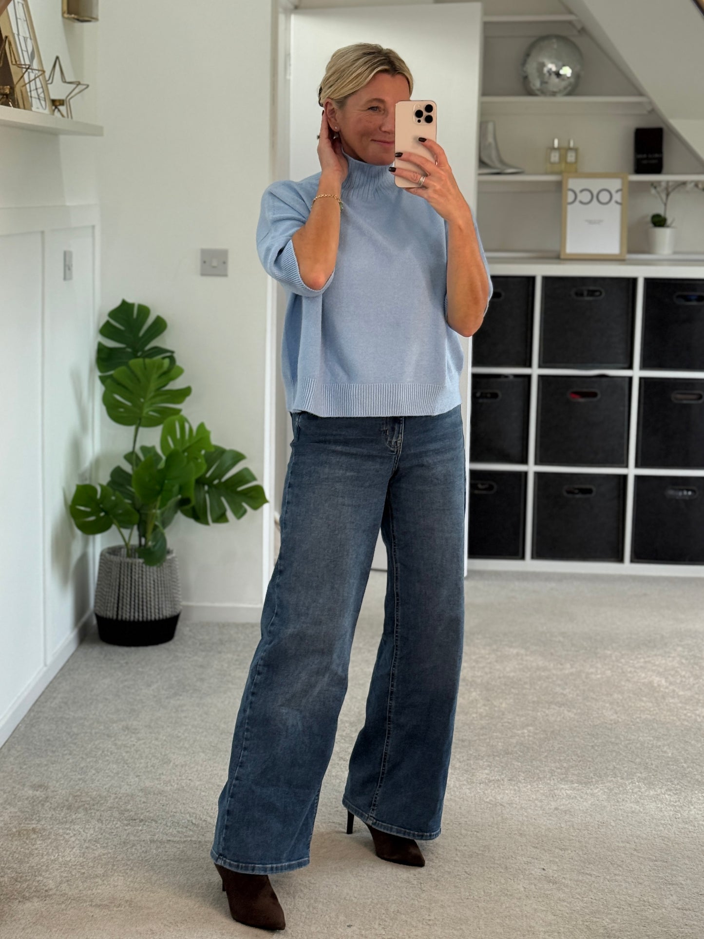 Baby Blue Turtleneck 3/4 Sleeve Jumper