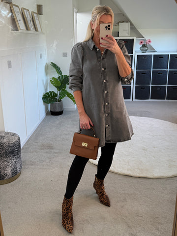 Alma Grey Denim Shirt Dress