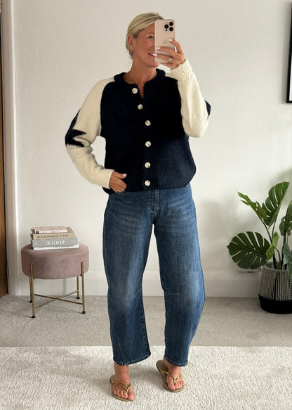 Navy/Cream Star Sleeve Cardigan
