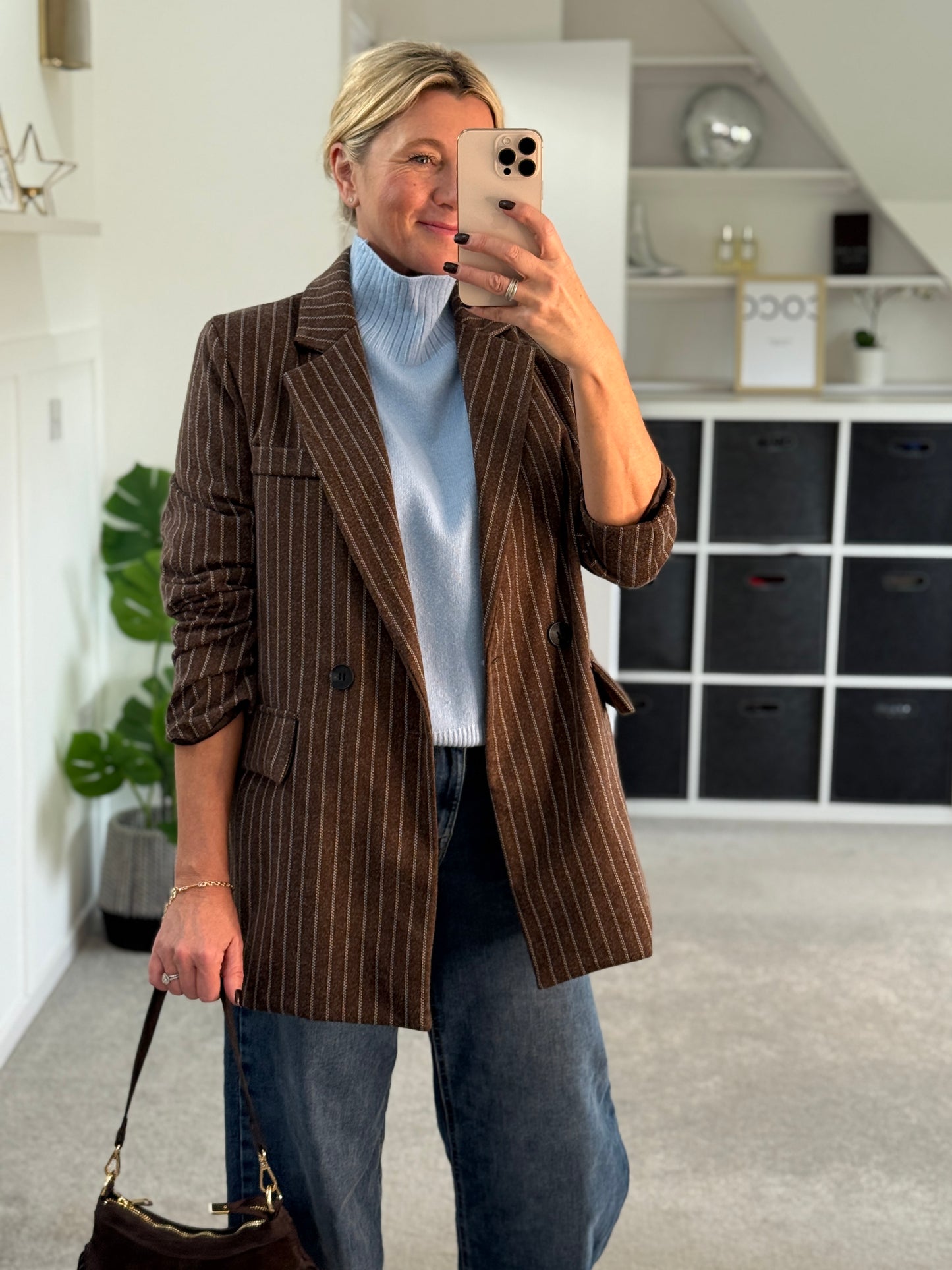 Baby Blue Turtleneck 3/4 Sleeve Jumper