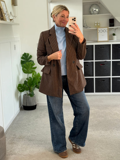 Baby Blue Turtleneck 3/4 Sleeve Jumper