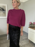 Burgundy Luxe Sequin Pencil Skirt