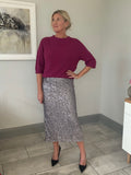 Italian Silver Sequin Pencil Skirt