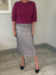 Italian Silver Sequin Pencil Skirt