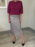 Italian Silver Sequin Pencil Skirt