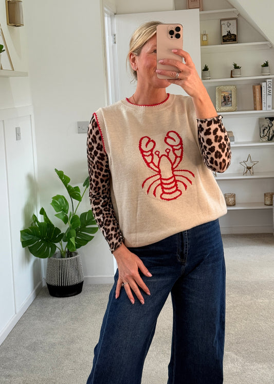 Stone Leopard Cashmere Blend Layering Top