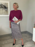 Italian Silver Sequin Pencil Skirt